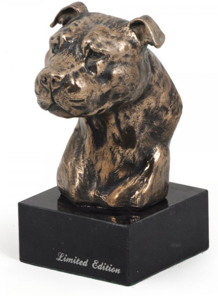 American Staffordshire Bull Terrier Staffy Statue Marble Base