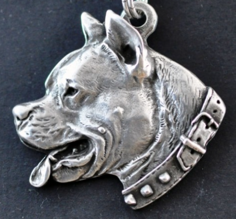 American Staffordshire Bull Terrier Staffy  Silver Plated Key Chain