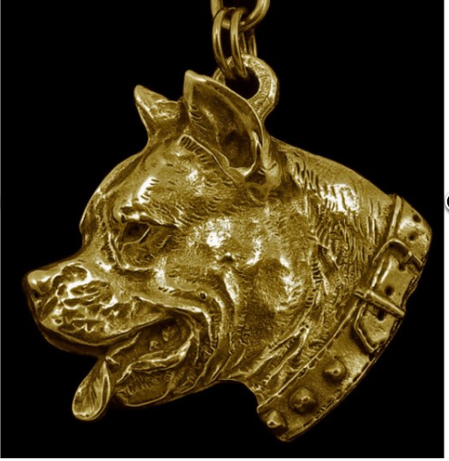 American Staffordshie Terrier Staffy Hard Gold Plated Key Chain