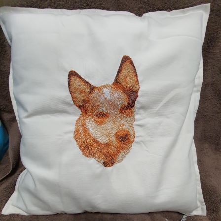 Australian Red Cattle Dog Embroidered Cushion Cover