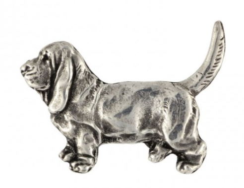 Basset Hound Hard Silver Plated Lapel Pin