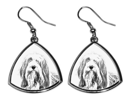 Bearded Collie Silver Plated Earrings