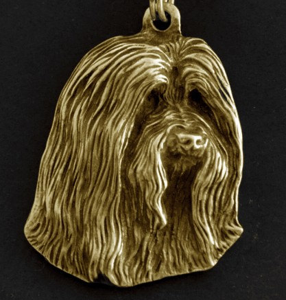 Bearded Collie Hard Gold Plated Pendant