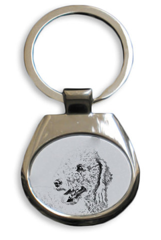 Bedlingtyon Terrier White Key Ring