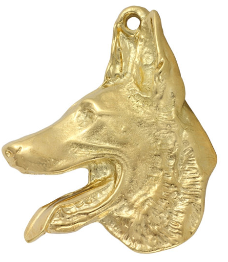 Malinois Belgian Shepherd Hard Gold Plated Pendant
