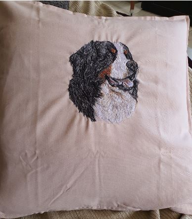 Bernese Mountain Dog Embroidered Cushion Cover