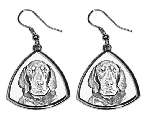 Black & Tan Coonhound Silver Plated Earrings