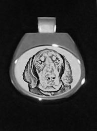 Black & Tan Coonhound Silver Plated White Pendant