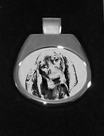 Black & Tan Coonhound Silver Plated White Pendant
