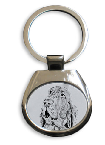 Bloodhound Silver Plated White Key Ring