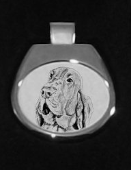 Bloodhound Silver Plated White Pendant
