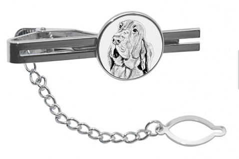 Bloodhound Silver Plated White Tie Clip