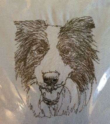 Border Collie Embroidered Cushion Cover