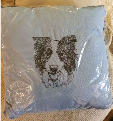 Border Collie Embroidered Cushion Cover