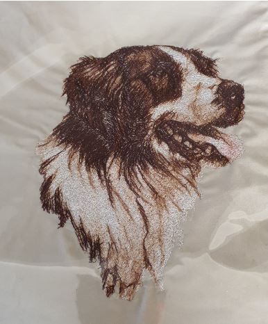 Border Collie Chocolate Embroidered Cushion Cover