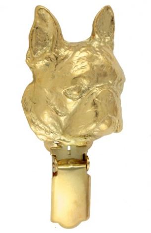 Boston Terrier Hard Gold Plated Show Clip