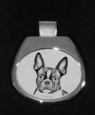 Boston Terrier Silver Plated Pendant