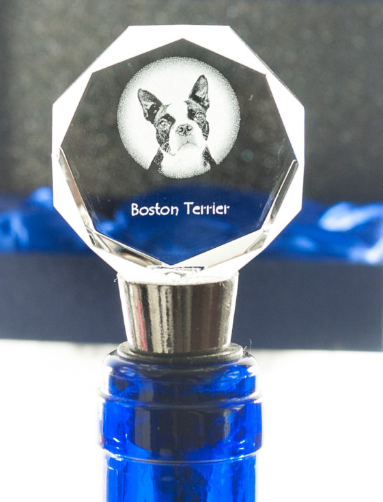 Boston Terrier Crystal Wine Stopper