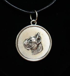 Boxer Silver Plated Round Pendant