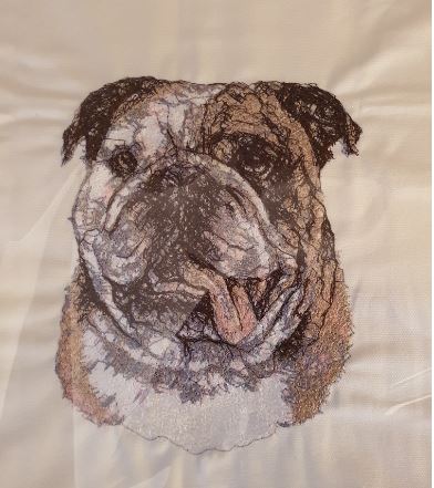 British Bulldog Embroidered Cushion Cover