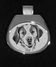 Brittany Spaniel White Silver Plated Pendant