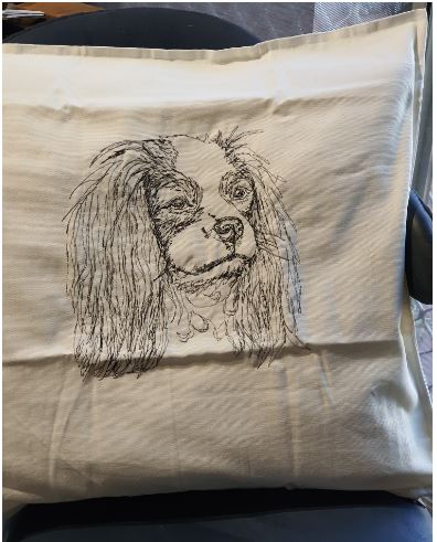 Cavalier King Charles Embroidered Cream Cushion Cover