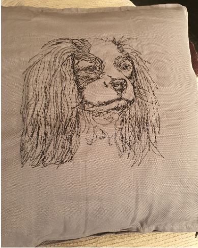 Cavalier King Charles Embroidered Grey Cushion Cover