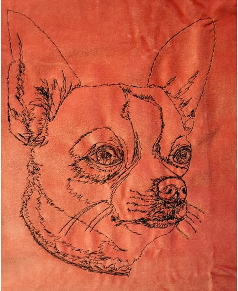 Chihuahua Crimson Velvet Embroidered Cushion Cover