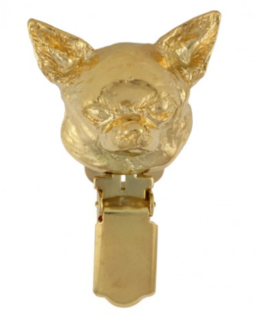 Chihuahua Smooth Coat Hard Gold Plated Show Clip