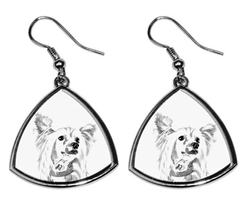 Chinese Crested Dog Silver Plated Earrings