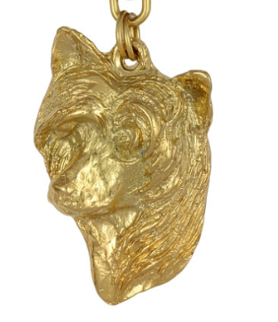 Chinese Crested Dog Hard Gold Plated Pendant