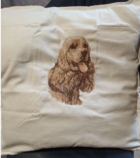 Cocker Spaniel Embroidered Cushion Cover