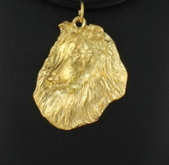 Collie Rough Hard Gold Plated Pendant