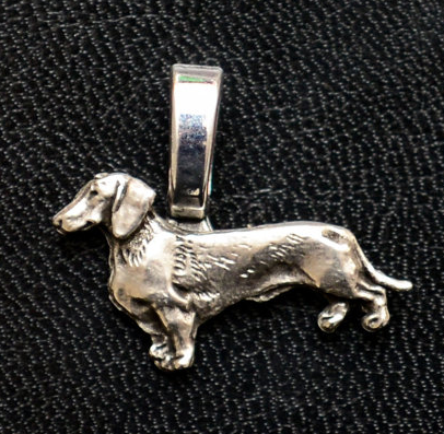 Dachshund Smooth Coat Small Full Body Silver Plated Mini Charm