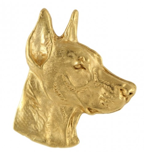 Doberman Hard Gold Plated Lapel Pin
