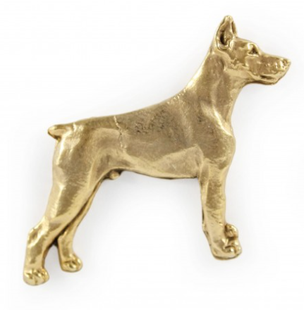 Doberman Hard Gold Plated Lapel Pin Full Body