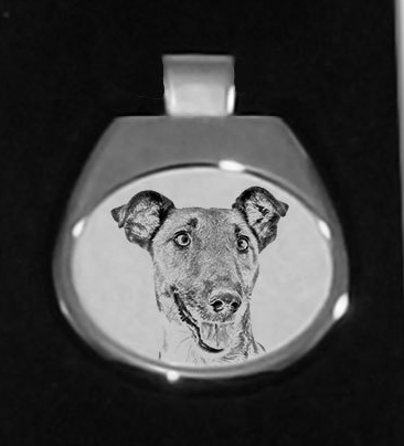 Fox Terrier Silver Plated White Pendant