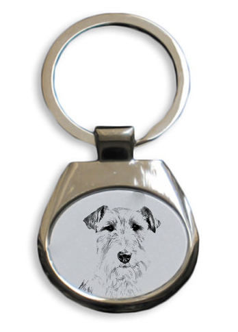 Fox Terrier Wire Coat White Key Ring