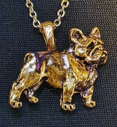 French Bulldog Full Body Mini Gold Plated Pendant.