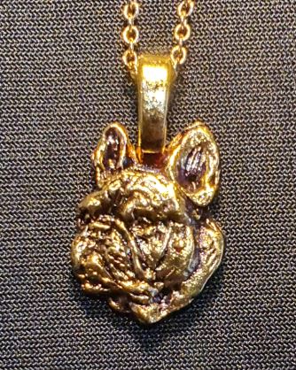 French Bulldog Head Mini Gold Plated Pendant.