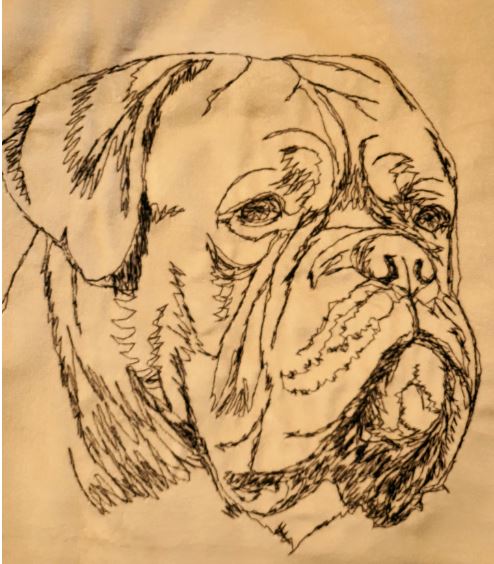 French Mastiff / Dogue De Bordeaux Embroidered Cushion Cover
