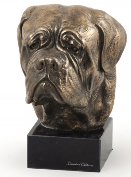 French Mastiff Statue on a Marble Base