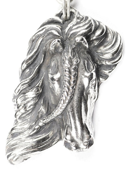 Fresian Horse Silver Plated Key Chain