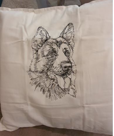 Stunning German Shepherd Embroidered Cushion Cover