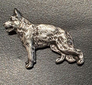 German Shepherd Full Body Silver Plated Lapel Pin