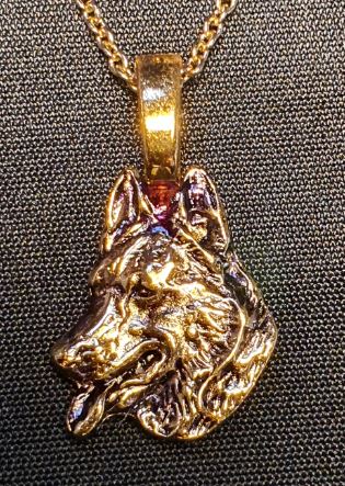 German Shepherd Head Mini Gold Plated Pendant.