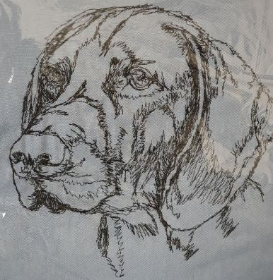 German Shorthaired Pointer Blue Embroidered Cushion Cover