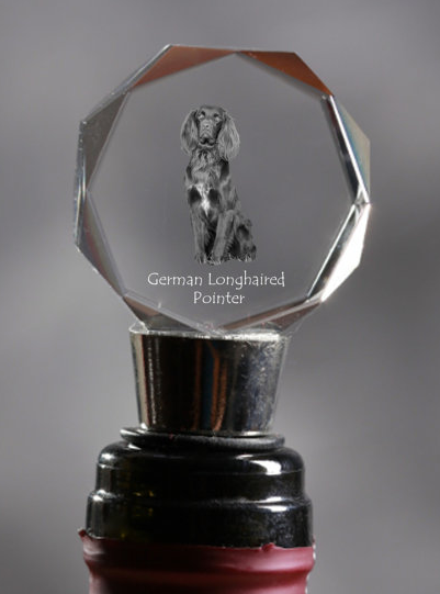 German Longhaired Pointer Crystal Wine Stopper