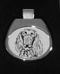 German Longhaired Pointer Silver Plated White Pendant