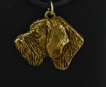 German Wirehaired Pointer Hard Gold Plated Pendant